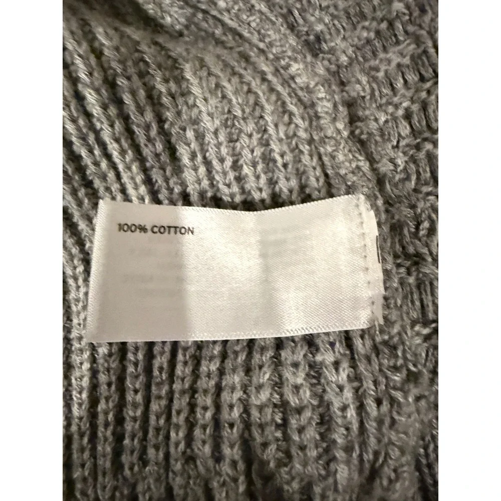 Duluth Trading Co Mens Gray Cotton Waffle Knit Shawl Collar Cardigan Sweater L